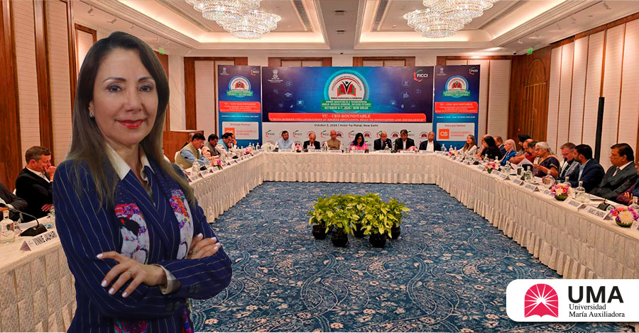 Rectora de la universidad María Auxiliadora participa de importante Cumbre Educativa en Nueva Delhi, India